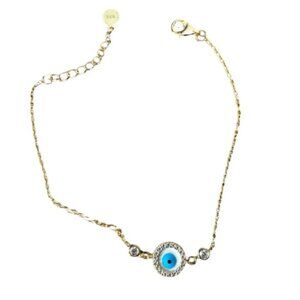 NEO RELIQUE New Gold Toned Sterling Silver Evil Eye Bracelet Rhinestones CZ